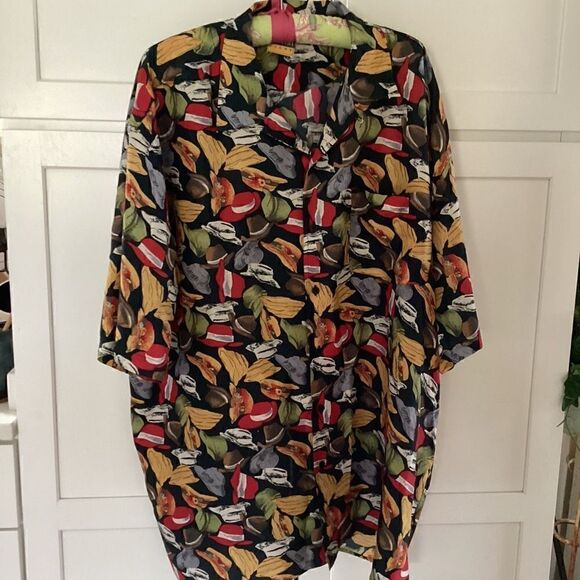 Oleg Cassini Silks Womens Sz XL Button Down Shirt Hats 100% Silk Vintage 90s - Picture 1 of 8